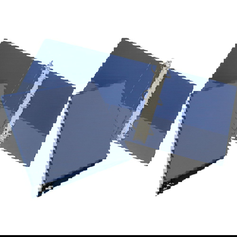 BINDER, SLANT D RING, CLEAR OVERLAY, POCKETS, BLUE, 2