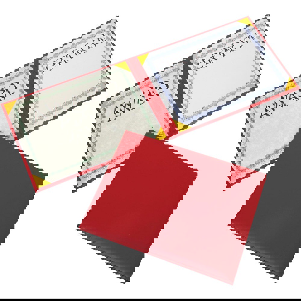 BINDER, PAPER, AWARDS CERTIFICATE, PADDED COVER, RED, 11.625