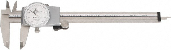 Dial Caliper: 6'' Range, 0.001'' Graduation, 0.1'' per Revolution