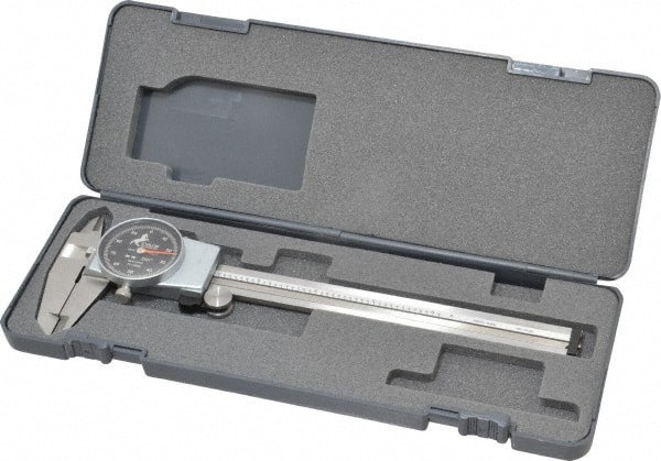 Dial Caliper: 6'' Range, 0.001'' Graduation, 0.1'' per Revolution