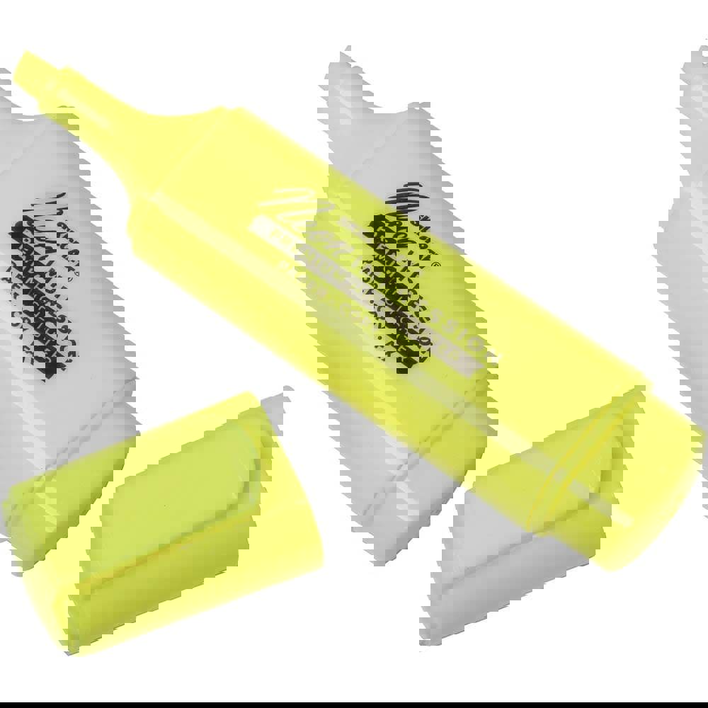 7520012017791, SKILCRAFT Flat Fluorescent Highlighter, Fluorescent Yellow Ink, Chisel Tip, Yellow Barrel, Dozen