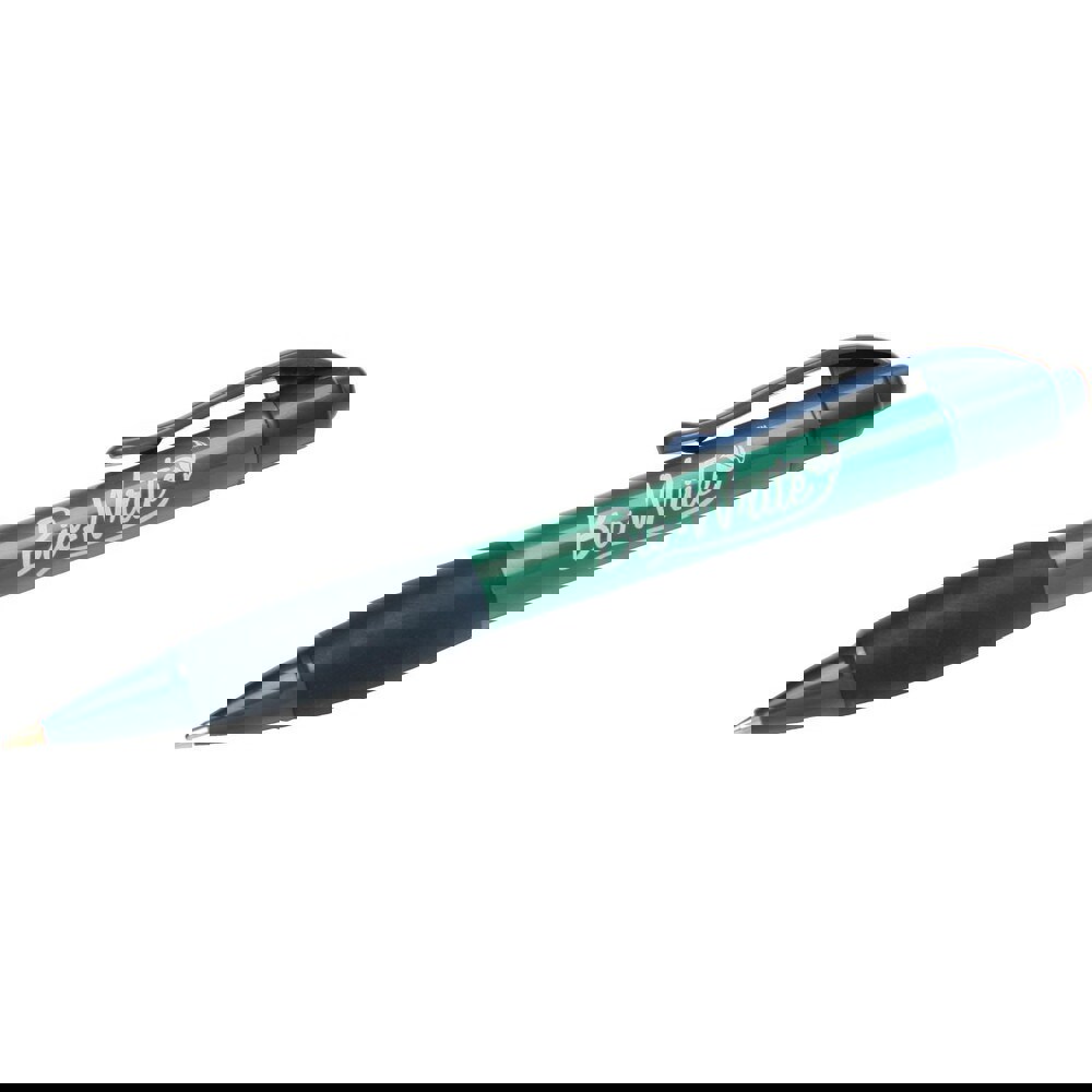 PEN, BALLPOINT, RETRACTABLE, BIO-BASED, RUBBER GRIP, BLUE ACCENTS, FINE POINT