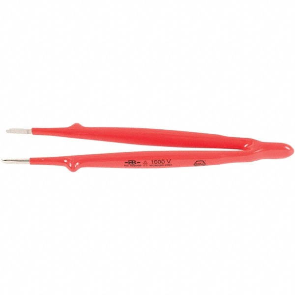Insulated Tweezer: Straight, Steel, Straight, Strong & Regular Tip, 8