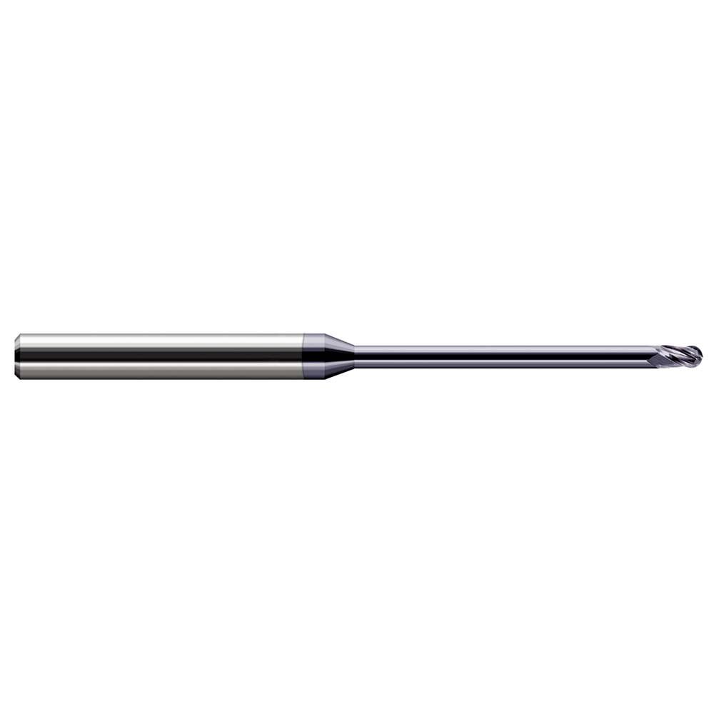 Ball End Mills; Mill Diameter (Inch): 1/16 ; Mill Diameter (Decimal Inch): 0.0620in ; Number Of Flutes: 4 ; End Mill Material: Solid Carbide ; Length of Cut (Inch): 3/32 ; Shank Diameter (Inch): 1/8in