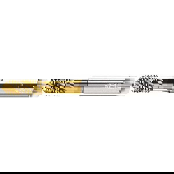 Spiral Flute Tap: 3/8-24 UNF, 3 Flutes, Semi-Bottoming, 2B Class of Fit, High Speed Steel, TIN Coated