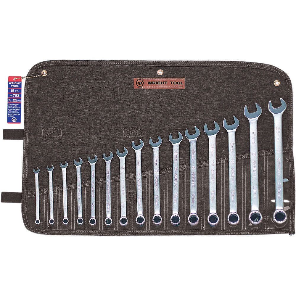 Combination Wrench Set: 15 Pc, Metric