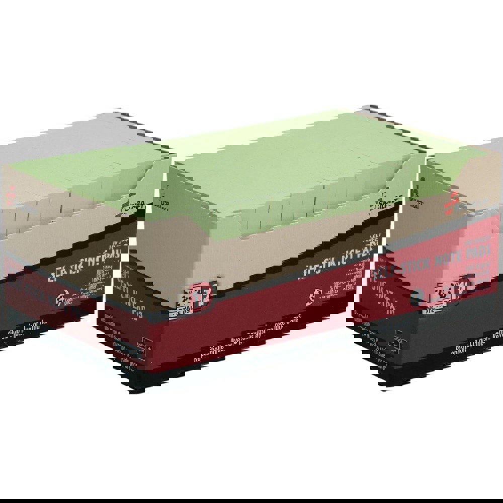 WRITING PAD, SELF-STICK, REPOSITIONABLE, UNRULED, GREEN, 2