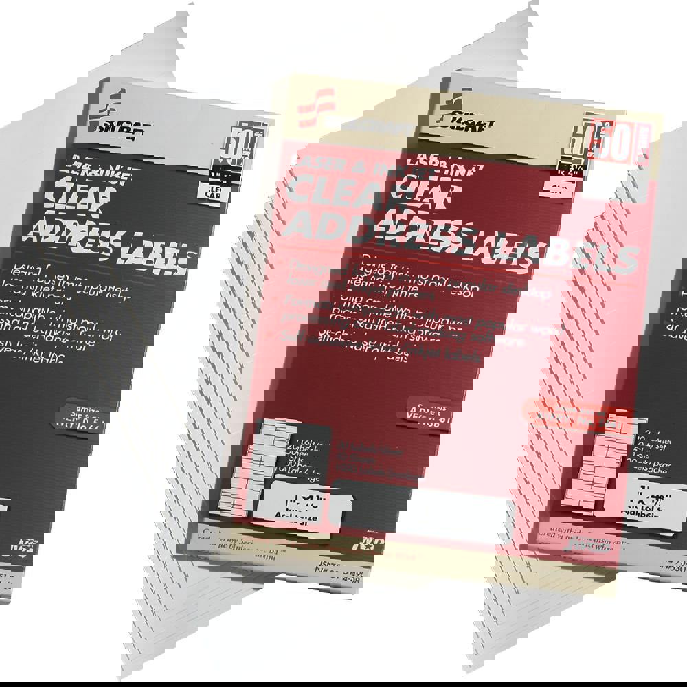 LABELS, LASER AND INKJET, CLEAR, 4-1/8