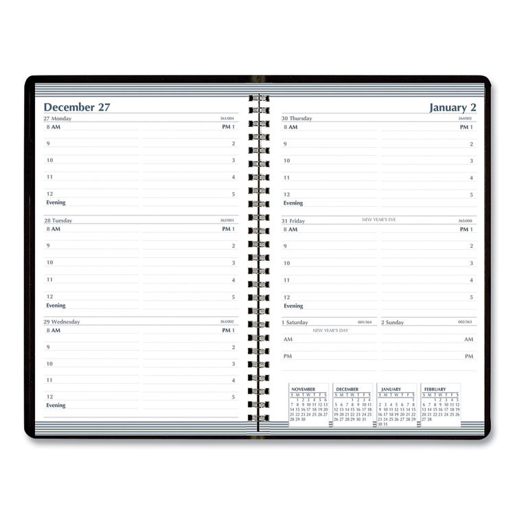 7530016935566, SKILCRAFT Weekly Appointment Planner, 8 x 5, Black Cover, 12-Month (Jan to Dec): 2025