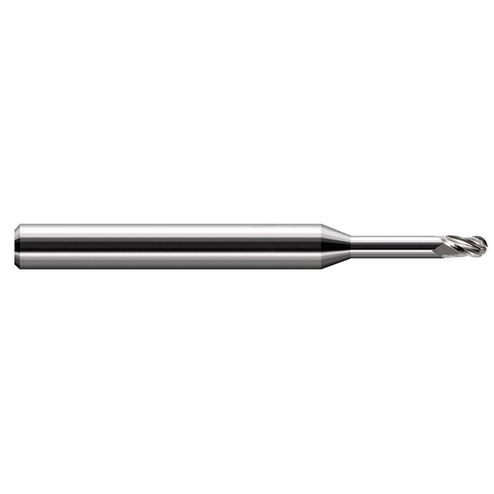 Ball End Mills; Mill Diameter (Inch): 1/16 ; Mill Diameter (Decimal Inch): 0.0620in ; Number Of Flutes: 4 ; End Mill Material: Solid Carbide ; Length of Cut (Inch): 3/32 ; Shank Diameter (Inch): 1/8in