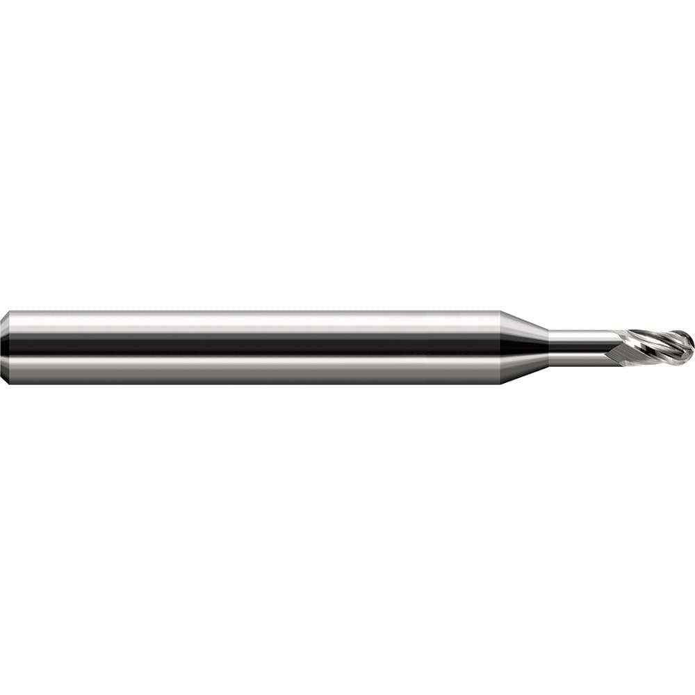 Ball End Mills; Mill Diameter (Inch): 1/16 ; Mill Diameter (Decimal Inch): 0.0620in ; Number Of Flutes: 4 ; End Mill Material: Solid Carbide ; Length of Cut (Inch): 3/32 ; Shank Diameter (Inch): 1/8in