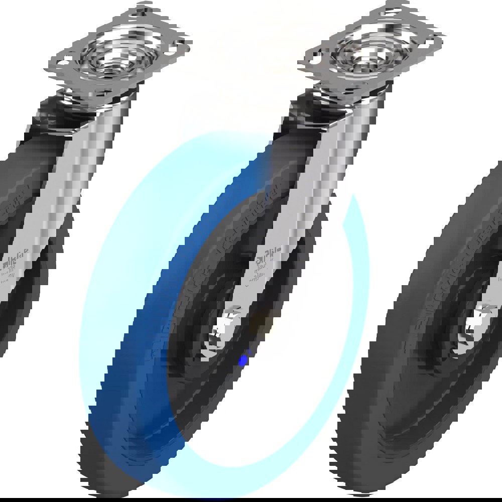 Standard Casters; Mount: Hollow Kingpin ; Caster Type: Swivel w/Brake ; Bearing Type: Precision Ball ; Style: Double Ball ; Wheel Diameter (Inch): 6-5/16 ; Wheel Width (Inch): 1-9/16