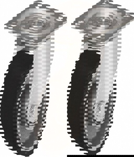 Swivel Top Plate Caster: Polyurethane-Elastomer, 4
