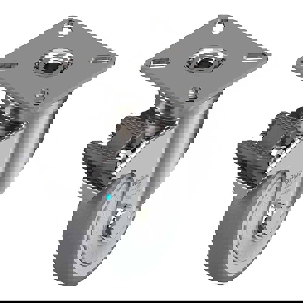 Swivel Top Plate Caster: Thermoplastic Rubber Elastomer, 2