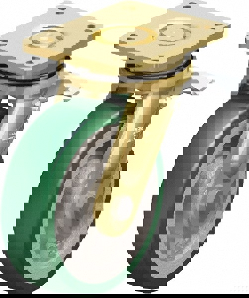 Swivel Top Plate Caster: Polyurethane-Elastomer Blickle Softhane, 6-1/2