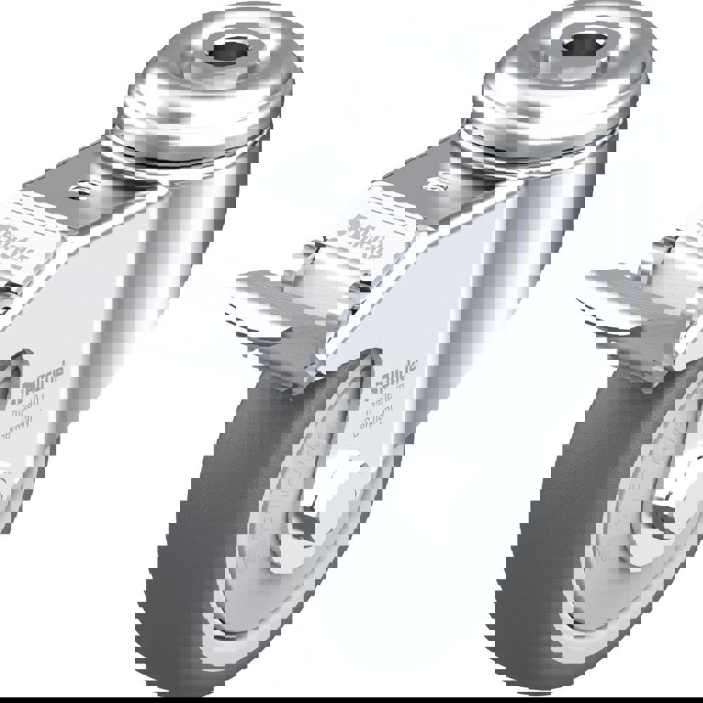 Standard Casters; Mount: Hollow Kingpin ; Caster Type: Swivel w/Brake ; Brake Type: Total-Lock Brake ; Bearing Type: Precision Ball ; Style: Single Ball ; Wheel Diameter (Inch): 3-1/8