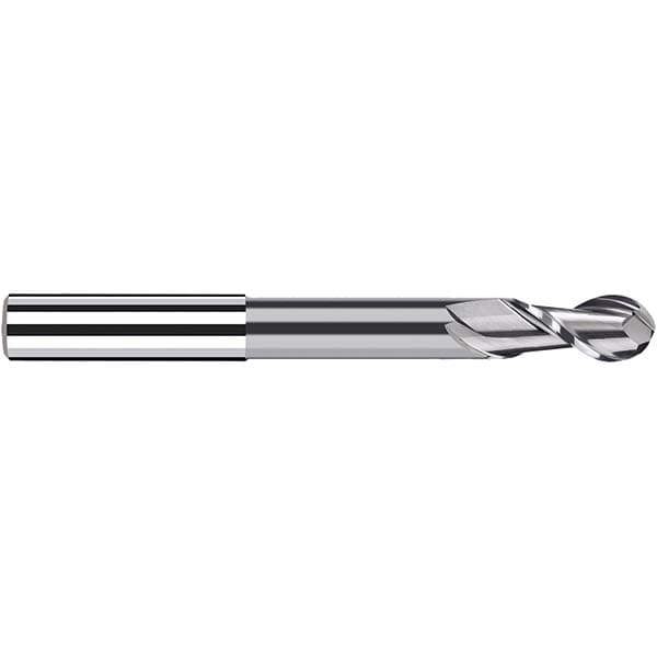 Ball End Mill: 3.00 mm Dia, 6.00 mm LOC, 2 Flute, Solid Carbide