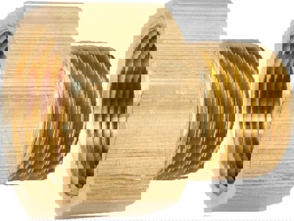 Industrial Pipe Adapter: 1/2-14 Female Thread, 3/8-18 Male Thread, MNPT x FNPT