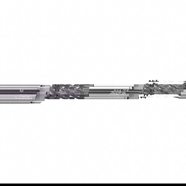 Spiral Flute Tap: #8-32 UNC, 3 Flutes, Semi-Bottoming, 2BX Class of Fit, High Speed Steel, TiAlN Coated