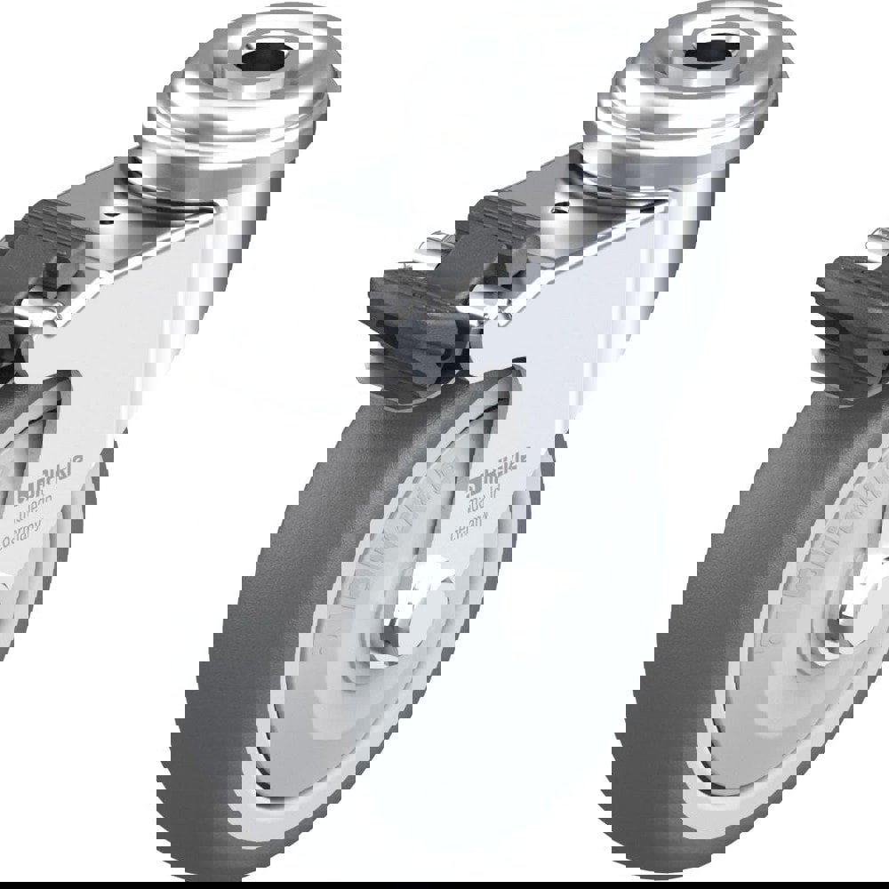 Standard Casters; Mount: Hollow Kingpin ; Caster Type: Swivel w/Brake ; Brake Type: Total-Lock Brake ; Bearing Type: Precision Ball ; Style: Single Ball ; Wheel Diameter (Inch): 3