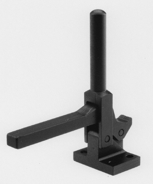 Manual Hold-Down Toggle Clamp: Vertical, 600 lb Capacity, Solid Bar, Flanged Base