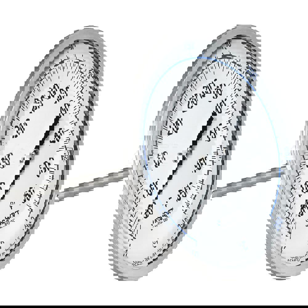 Bimetal Dial Thermometer: 50 to 550 &deg; F, 5
