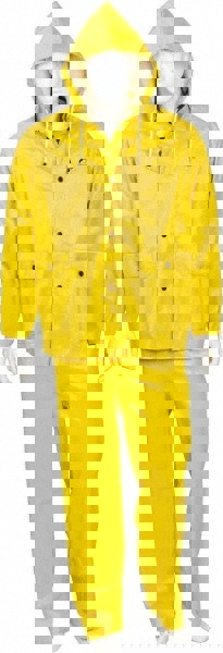 Rain Suit with Pants: Size Large, Non-Hazardous Protection, Yellow, Polyester & PVC