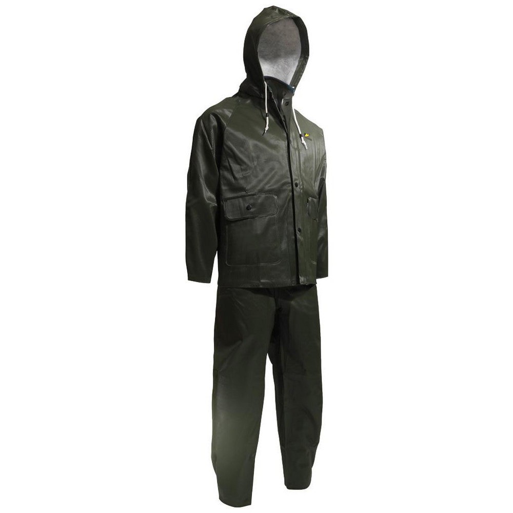 Rain & Chemical Wear; Garment Style: Suit with Pants ; Size: 2X-Large ; Gender: Unisex ; Color: Green ; Material: PVC on Polyester ; Garment Type: General Purpose; Rain