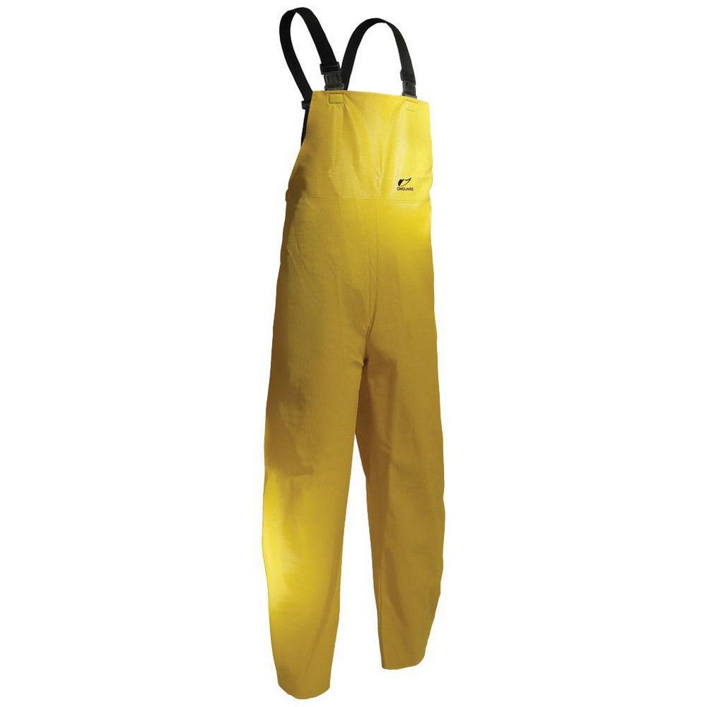 Rain & Chemical Wear; Garment Style: Bib Overalls ; Size: Large ; Color: Yellow ; Material: Polyester; PVC ; Garment Type: Overall ; Standards: Non-ANSI Compliant