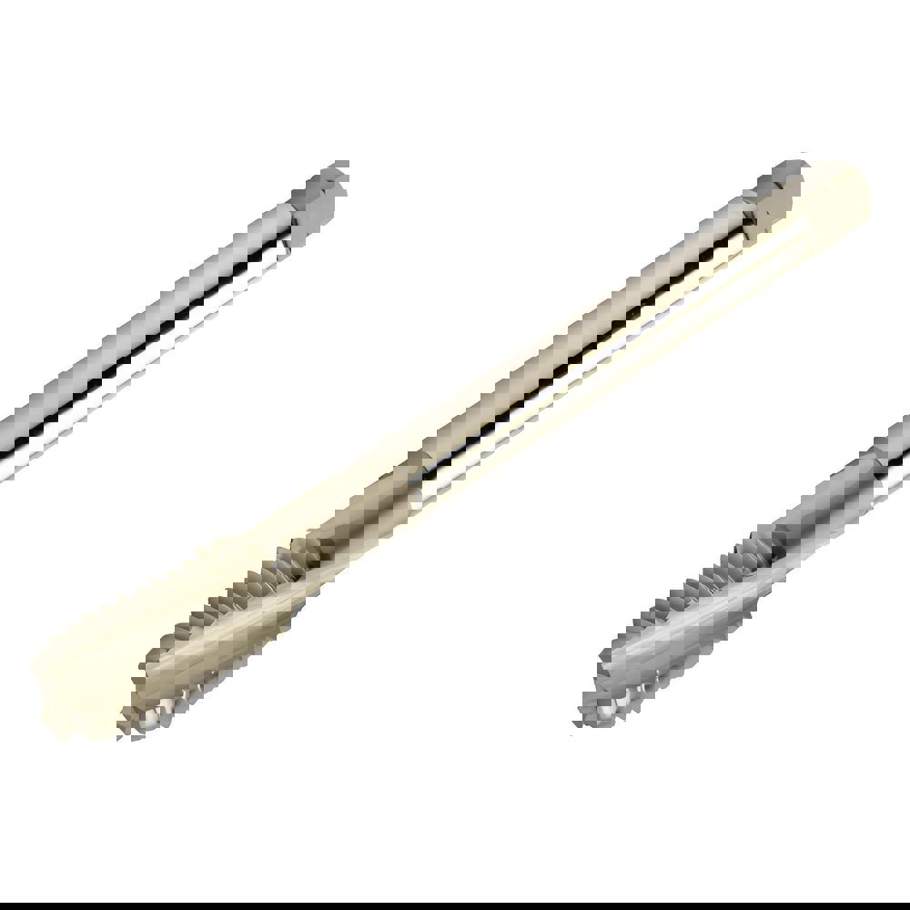 Spiral Flute Tap: #6-32 UNC, 3 Flutes, Semi-Bottoming, 2B Class of Fit, Powdered Metal & High Speed Steel, Bright/Uncoated