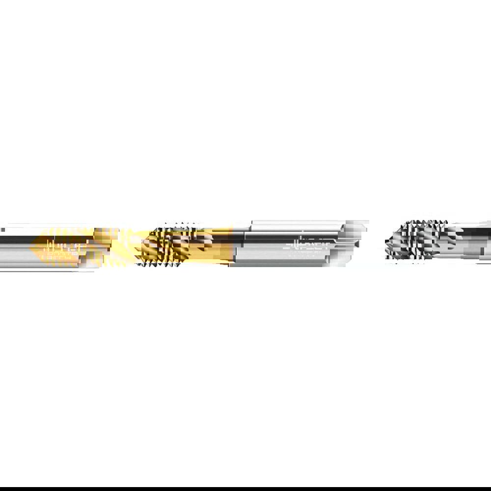 Spiral Flute Tap: #6-32 UNC, 3 Flutes, Semi-Bottoming, 2B Class of Fit, High Speed Steel, TIN Coated