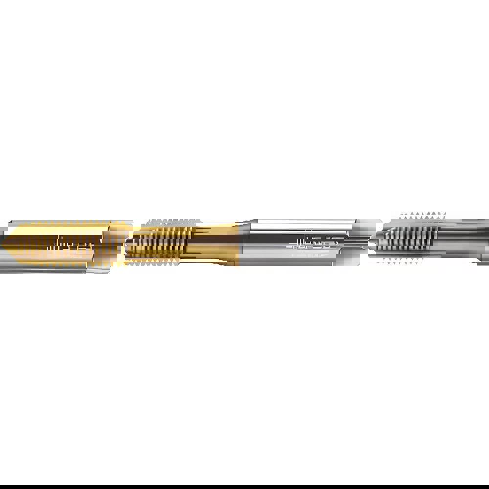 Spiral Point Tap: 1/4-20 UNC, 3 Flutes, Plug Chamfer, 2B Class of Fit, High-Speed Steel-E, TiN Coated