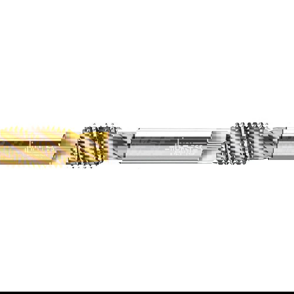 Spiral Flute Tap: M16 Metric, 3 Flutes, Semi-Bottoming, 6H Class of Fit, High Speed Steel-E, TiN Coated
