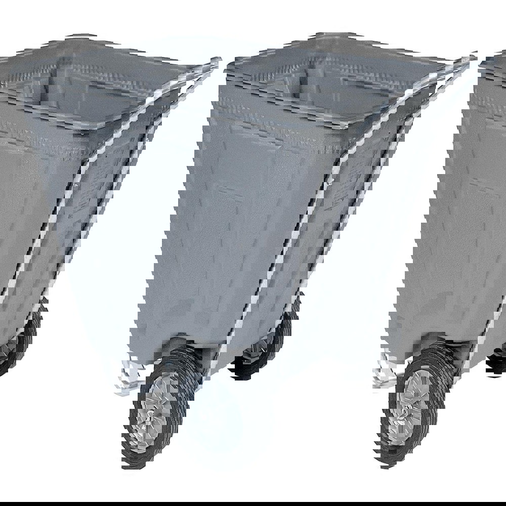 Hoppers & Basket Trucks; Handle Features: Ergonomic Height ; Color: Gray ; Finish: Powder Coated ; Wheel Configuration: (1) Swivel & (2) Axle-Mounted ; Assembled: Yes ; Lid Included: No