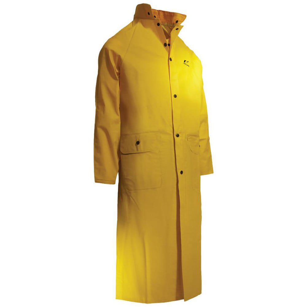 Rain & Chemical Wear; Garment Style: Rain Coat ; Size: X-Large ; Gender: Unisex ; Color: Yellow ; Material: Polyester; PVC ; Garment Type: Rain