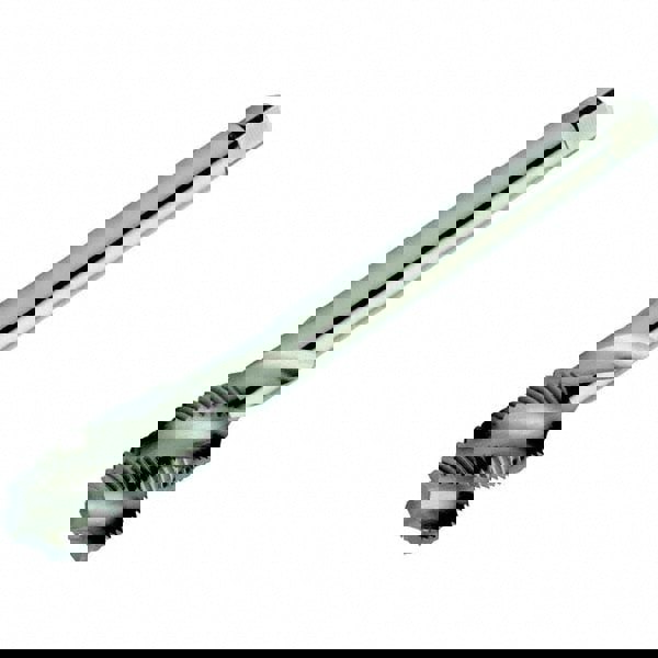 Spiral Flute Tap: M10x1.25 Metric Fine, 3 Flutes, Semi-Bottoming, 6H Class of Fit, High Speed Steel, Bright/Uncoated