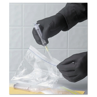 Disposable Gloves: Size Medium, 4 mil, Nitrile-Coated Nitrile, Industrial Grade, Unpowdered