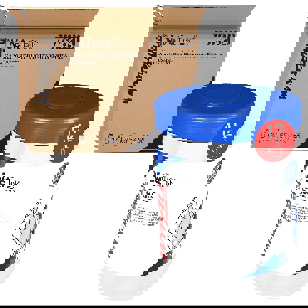 CriticalClean WetTask Wipers for Bleach, Disinfectants, & Sanitizers, Center-Pull Roll, Canister Included