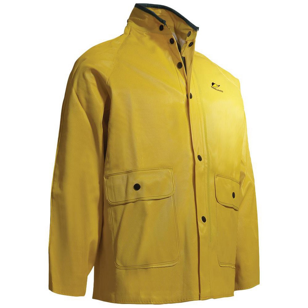 Rain & Chemical Wear; Garment Style: Rain Jacket ; Size: Medium ; Gender: Unisex ; Color: Yellow ; Material: Nylon; PVC ; Sleeve Length: 34in