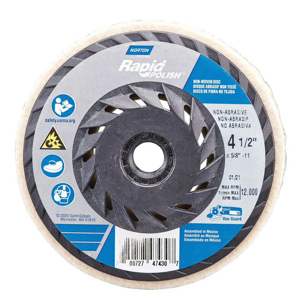 Deburring Discs; Disc Diameter (Inch): 4-1/2 ; Connector Type: Arbor; Threaded ; Center Hole Size (Inch): 5/8 ; Maximum Rpm: 12000 ; Thickness (Inch): 1