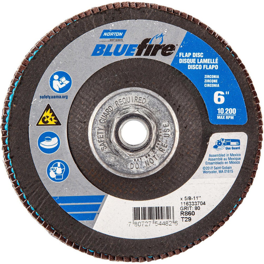 6 In. BlueFire Fiberglass HD Conical Flap Disc T29 P80 Grit R860 ZA