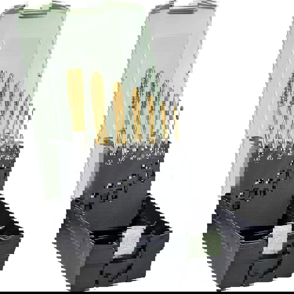 Tap Set: 3 Flute, Plug, High Speed Steel, TiN Finish