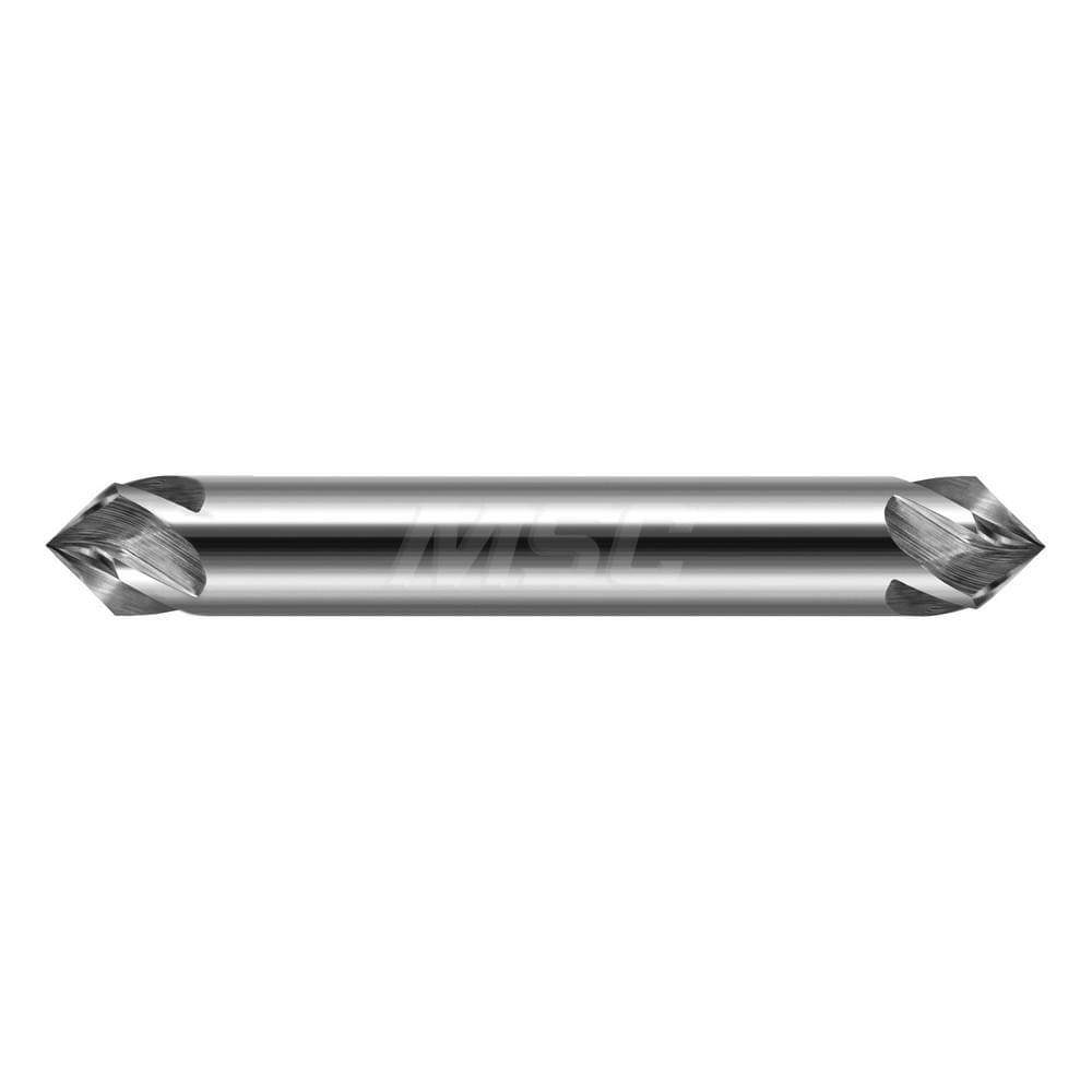 Chamfer Mills; Included Angle: 45.00 ; Chamfer Mill Material: Solid Carbide ; Cutter Head Diameter (Fractional Inch): 1/8 ; Cutter Head Diameter (Decimal Inch): 0.1250 ; End Type: Double ; Shank Diameter (Decimal Inch): 0.1250