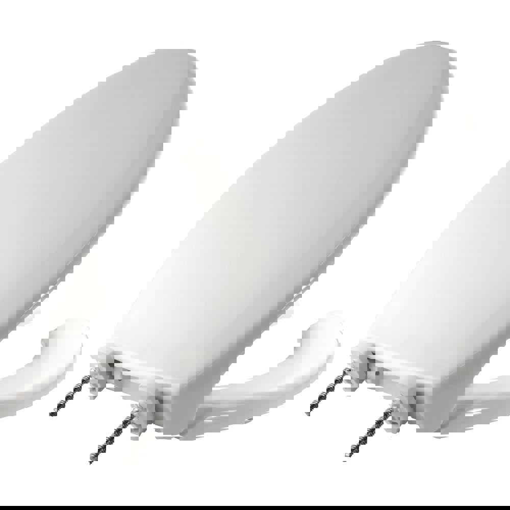 Toilet Seats; Type: Standard; Open ; Style: Elongated ; Material: Plastic ; Color: White ; Outside Width: 14.188in (Inch); Inside Width: 8.1880in (Inch)