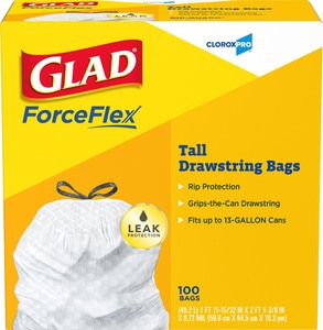 GLAD DRAWSTRING BAG 13G WHIT 100/BX