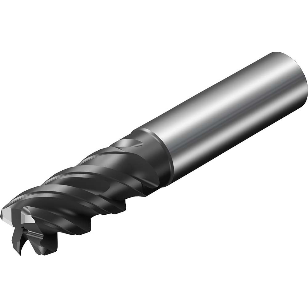 Corner Radius End Mill: 8 mm Dia, 19 mm LOC, 1 mm Radius, 4 Flutes, Solid Carbide