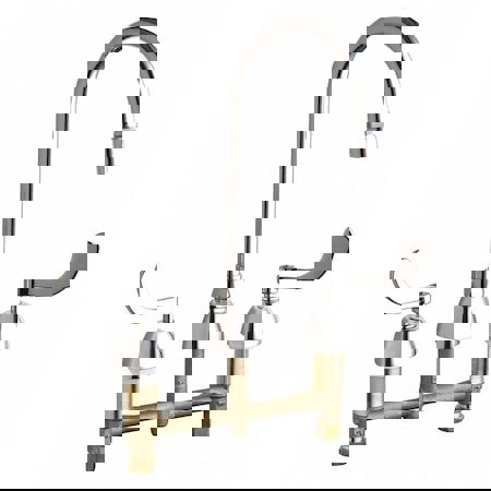 Two Wristblade Handle Deck Mount Service Faucet in Polished Chrome