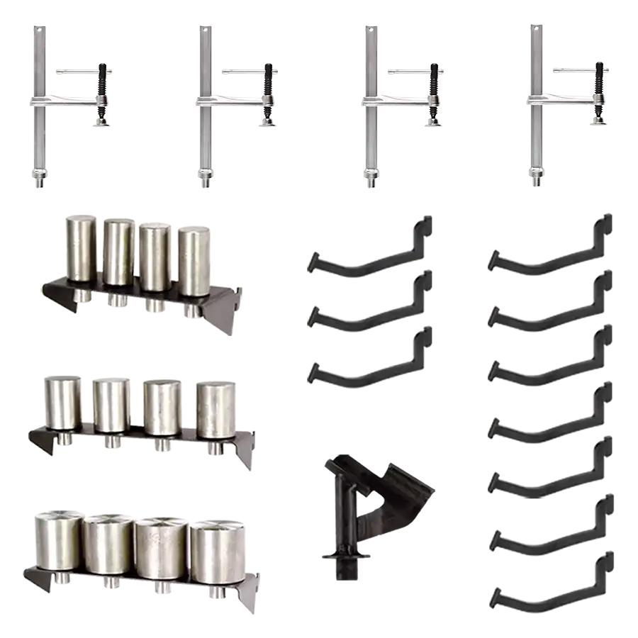 Welding Plate & Welding Positioner Accessories; Type: 27-Piece Fixturing Kit ; Includes: (4) 5/8 in Vertical Clamp; (10) 4 in Tool Cradle Hook; Weld Gun Holder; (4) 1 in Locator Pin; (4) 1.5 in Locator Pin; (4) 2 in Locator Pin