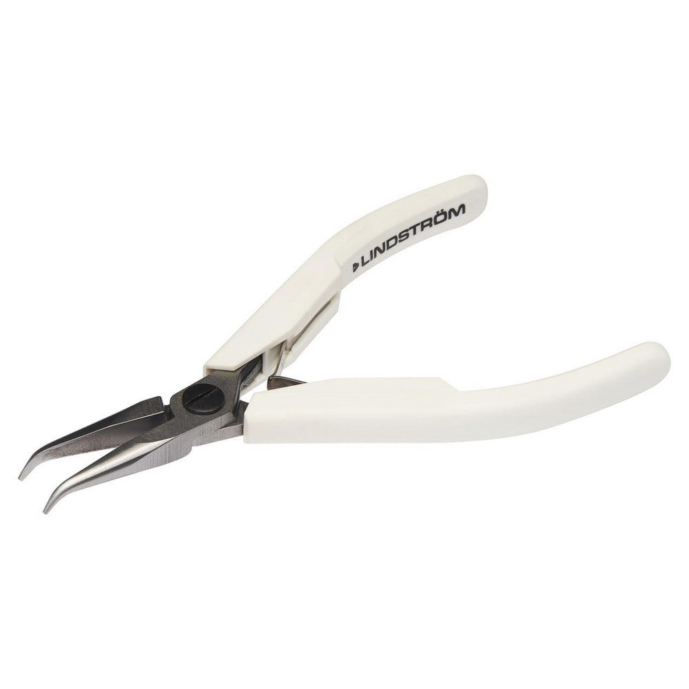 Bent Nose Pliers; Jaw Texture: Smooth ; Jaw Length: 1.125in ; Jaw Width: 0.375in ; Jaw Bend: 60 ; Handle Type: Dipped ; Overall Length: 5.00