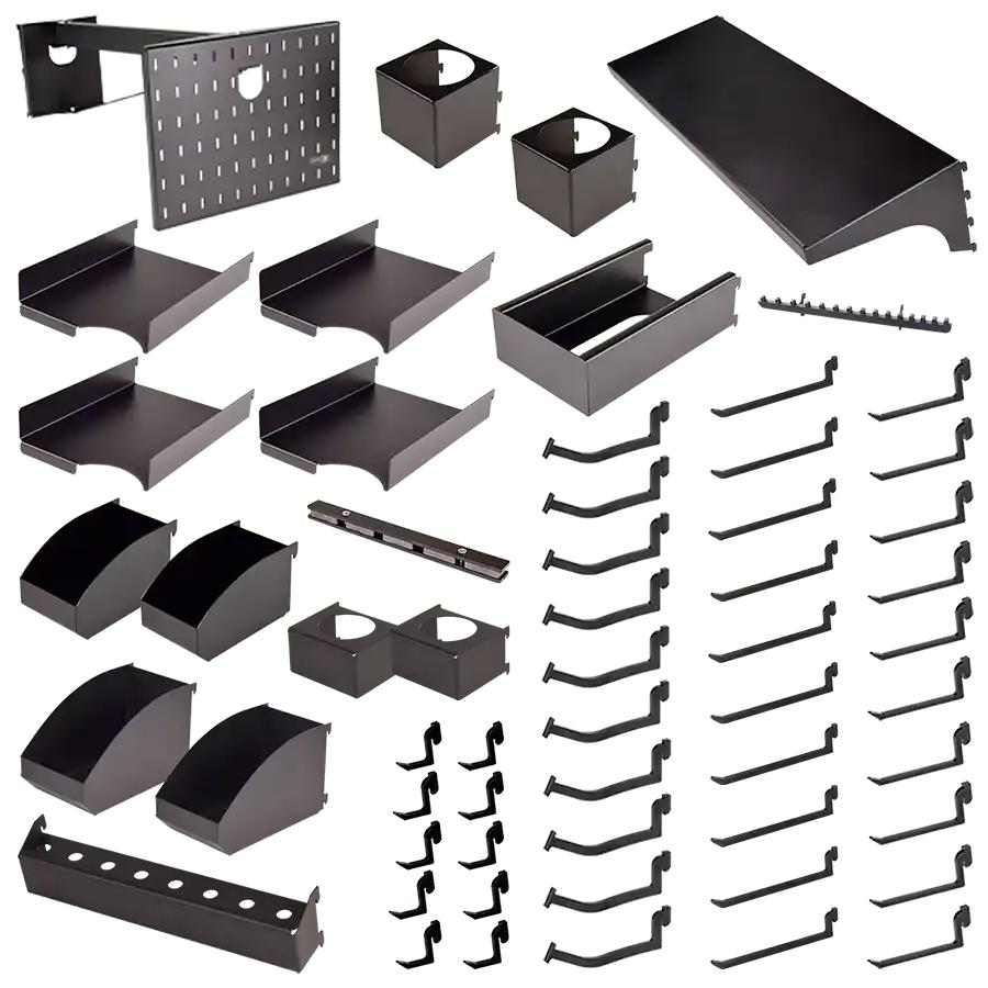 Mobile Bench, Stand & Center Accessories; Accessory Type: 58-Piece Accessory Kit ; For Use With: Gridlok Metal Pegboard and Flextur Workbenches ; Material: Steel